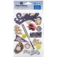 Paper House® Softball 3D Stickers