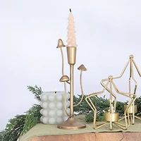 Hello Honey® 11" Antique Gold Mushroom Metal Taper Candle Holder