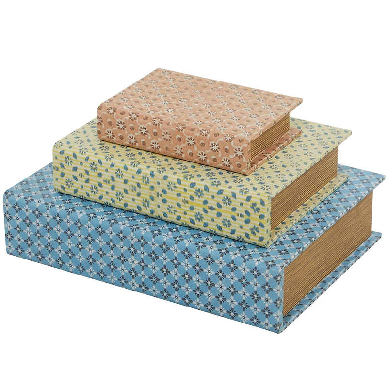 Floral Canvas Faux Book Box Set