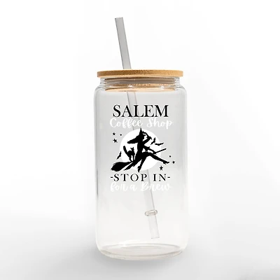 Salem Coffee Shop 16oz. Glass Can Cup