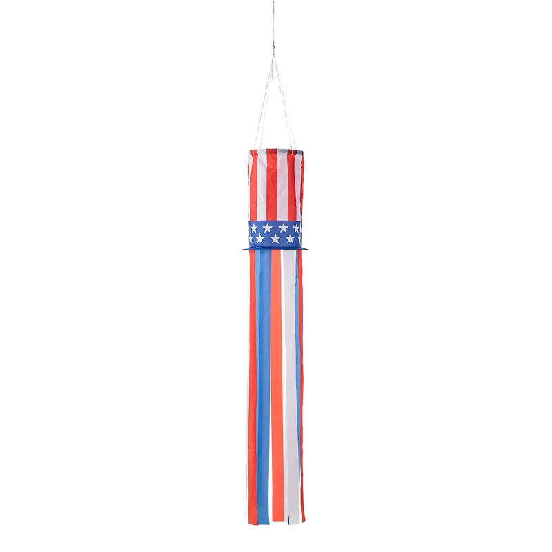 Glitzhome® 60" Patriotic Stars & Stripes Windsock