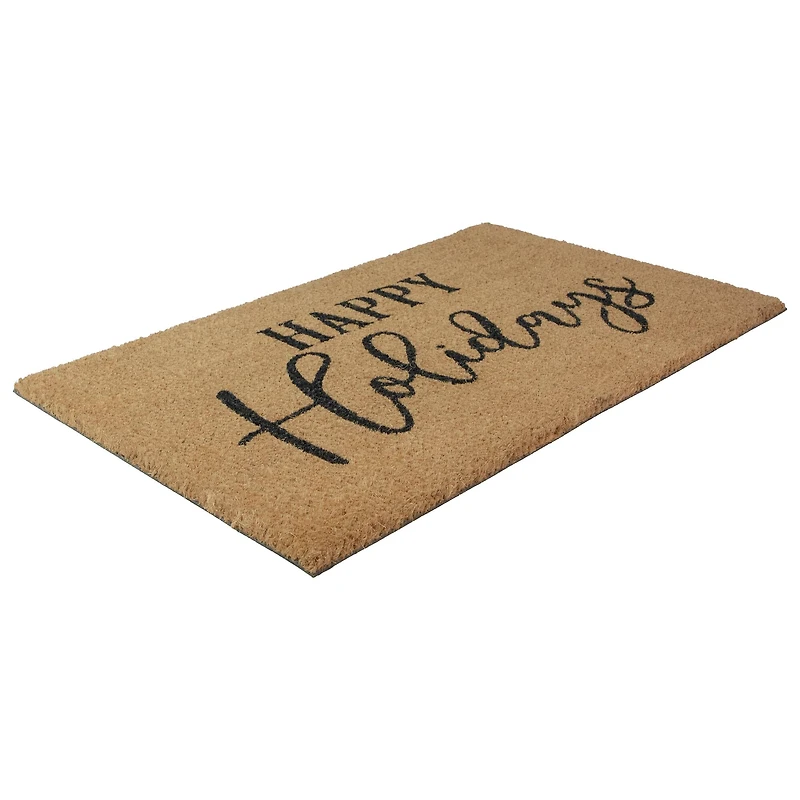 30" Happy Holidays Natural Coir Christmas Doormat