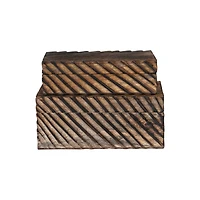 Hello Honey® Burnt Finish Hand Carved Mango Wood Nesting Box Set