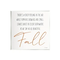 Stupell Industries Hello Beautiful Fall Uplifting Rhyme Wall Plaque Art