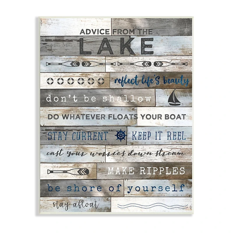 Stupell Industries Advice From the Lake List Rustic Plank Pattern Wall Plaque