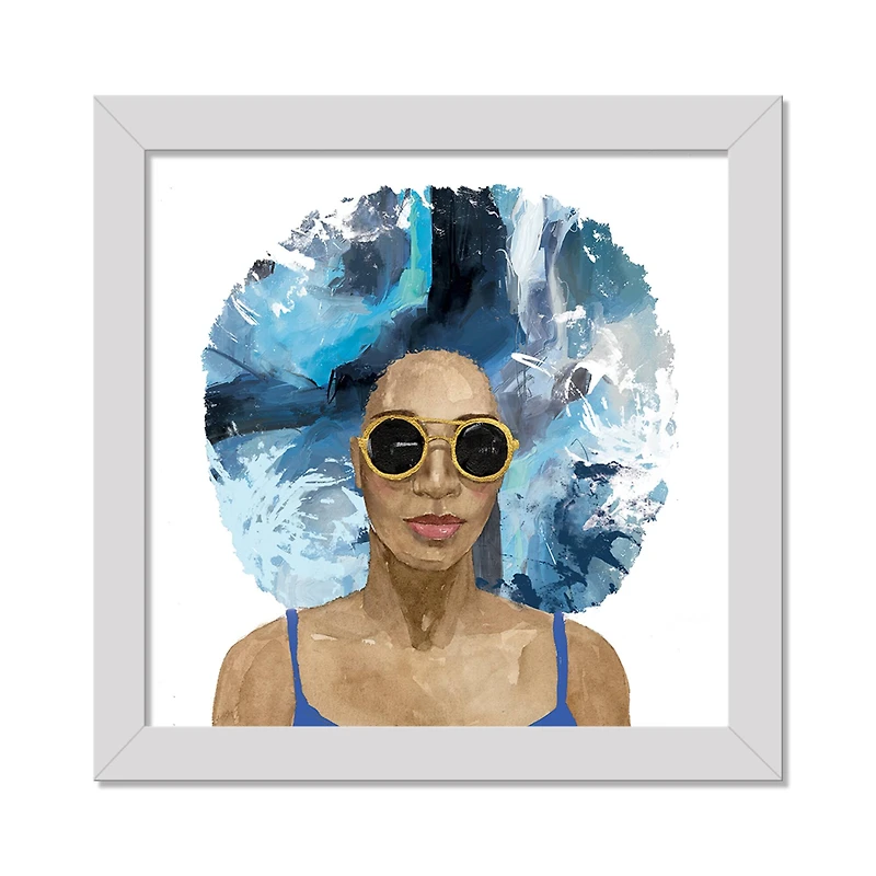 Cool Blue Hair White Framed Print