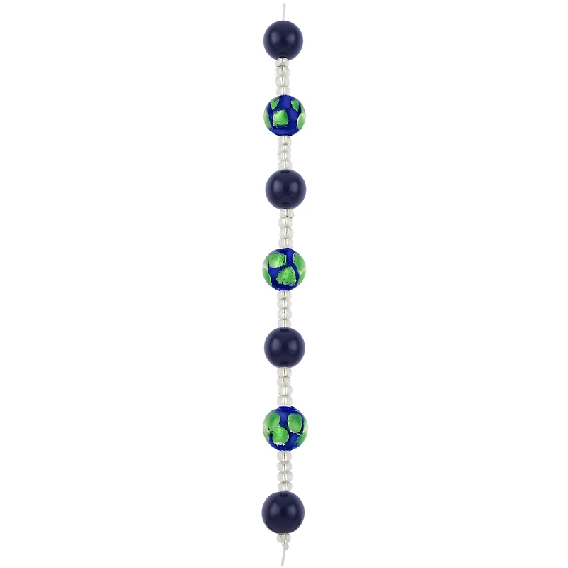 Blue Lampwork Glass Round Dot Beads by Bead Landing™