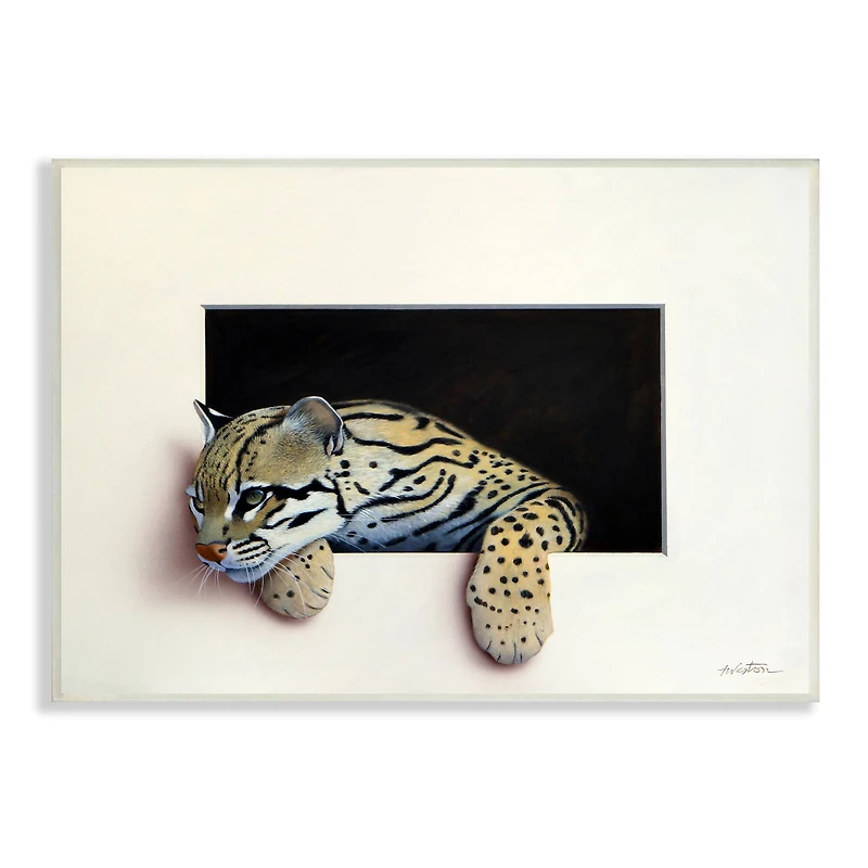 Stupell Industries Wildlife Ocelot Resting Paws Cutout Illusion Wall Plaque Art