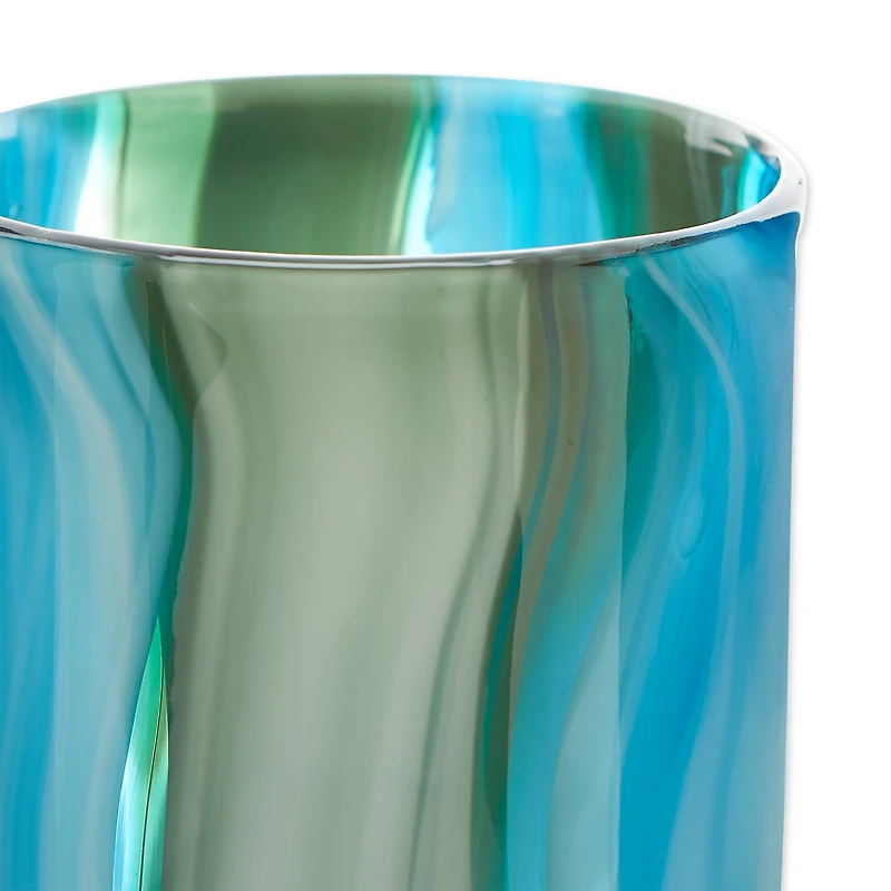 10.25" Blue Cylinder Glass Vase