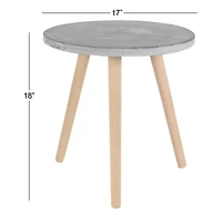 Gray Fiber Clay & Beech Wood Contemporary Accent Table