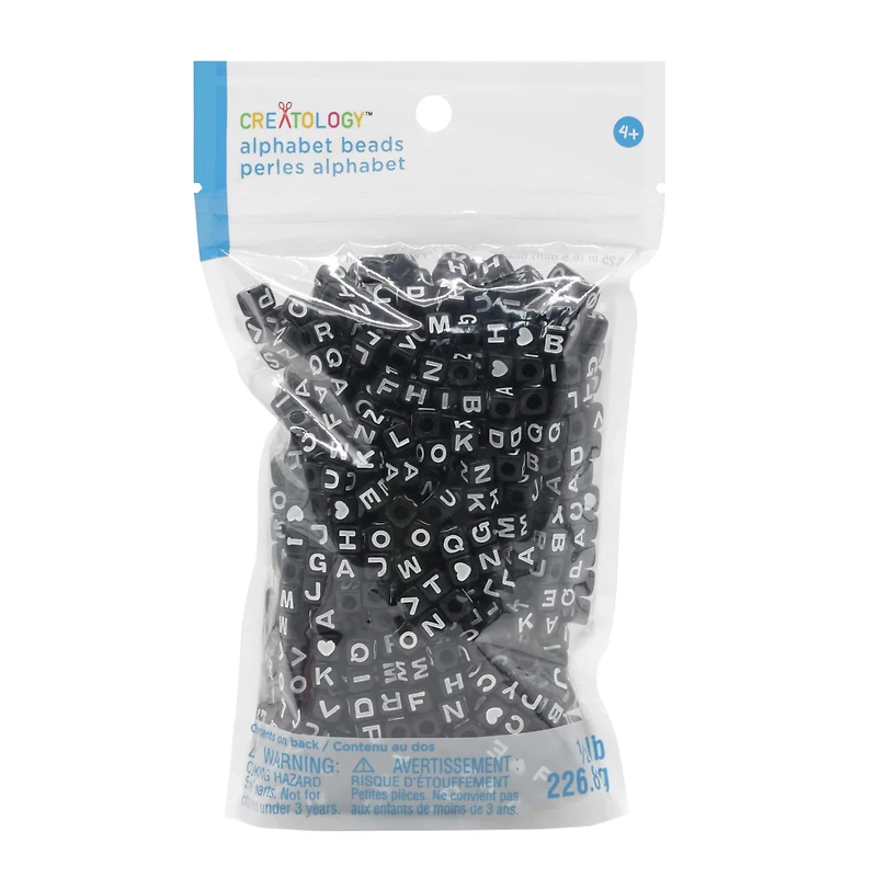 1/2lb. Black Square Alphabet Beads by Creatology™, 6.5mm