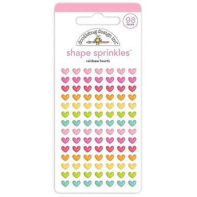 Doodlebug Design Inc.™ Adhesive Enamel Rainbow Hearts Shape Sprinkles™