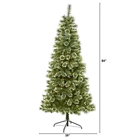 7ft. Unlit Wisconsin Slim Snow Tip Pine Artificial Christmas Tree