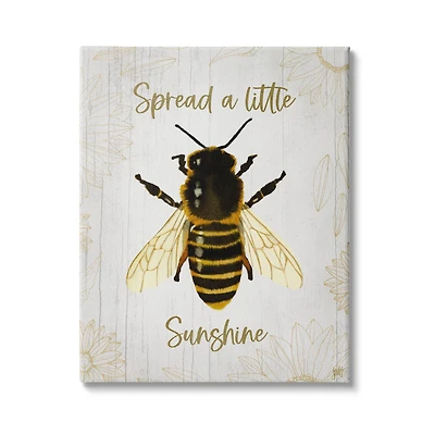 Stupell Industries Spread a Little Sunshine Phrase Country Bumble Bee Canvas Wall Art