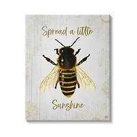 Stupell Industries Spread a Little Sunshine Phrase Country Bumble Bee Canvas Wall Art