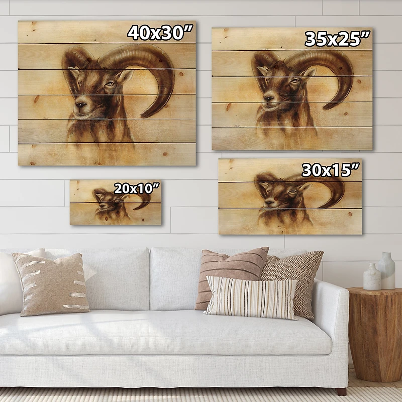 Designart - Portrait of Wild Ram With Mighty Horns I