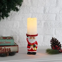 6" Santa Ceramic LED Lit Candle Holder & Flameless Candle