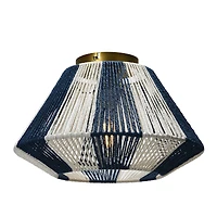 Hello Honey® Navy & White Flush Mount Ceiling Light with Woven Paper Rope Shade