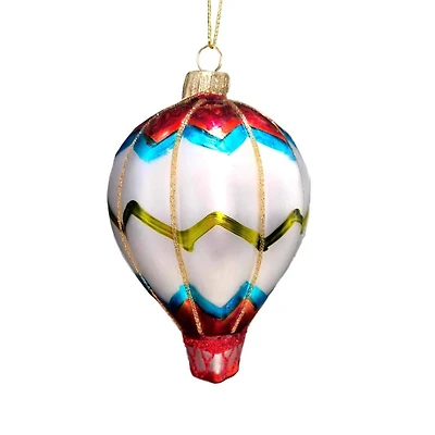Wizardi 11.81" Colorful Hot Air Balloon Christmas Glass Ornament
