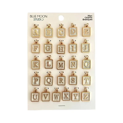 Blue Moon Studio™ Square Gold-Colored Alphabet Charm Set