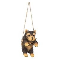 Design Toscano 8" Yorkie Puppy on a Perch Hanging Dog Sculpture