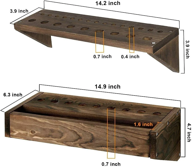 NEX™ Rustic Brown Solid Wood Tool Storage Box Organizer Set