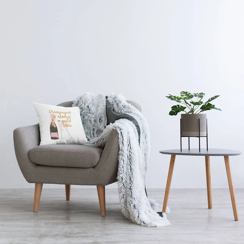 Stupell Industries Champagne Always Good Idea Pink Glam Bottle Throw Pillow, 18" x 18"