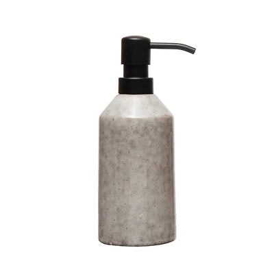 Hello Honey® 7.7" Neutral Colored Reactive Glaze Stoneware Soap Dispenser with Black Pump