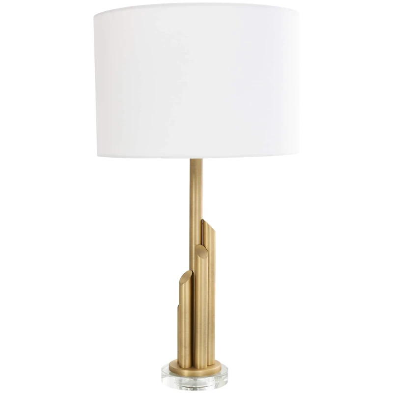 2ft. Gold Metal Abstract Tiered Pillar Accent Lamp with Glass Base