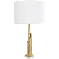 2ft. Gold Metal Abstract Tiered Pillar Accent Lamp with Glass Base