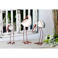 White Stoneware Coastal Birds Sculpture Set