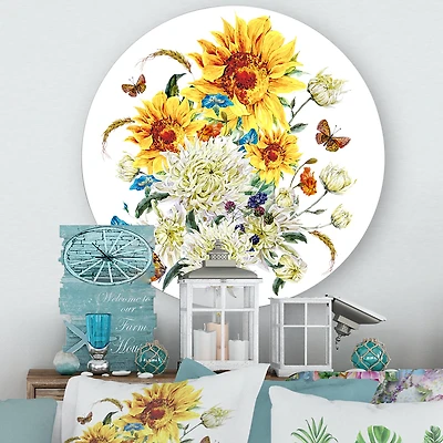 Designart - Vintage Chrysanthemums and Sunflowers