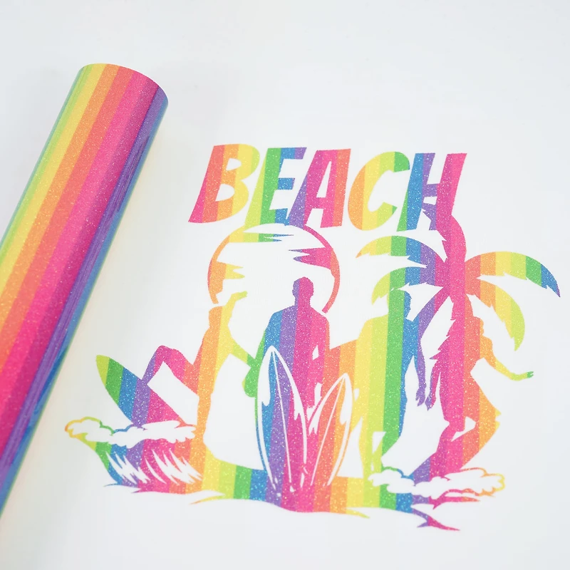 Glitter Rainbow Stripes Heat Transfer Vinyl by Make Market®