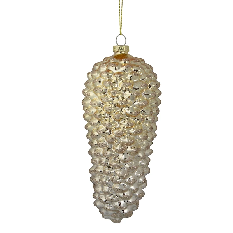 7.5" Gold Pinecone Glass Christmas Ornament