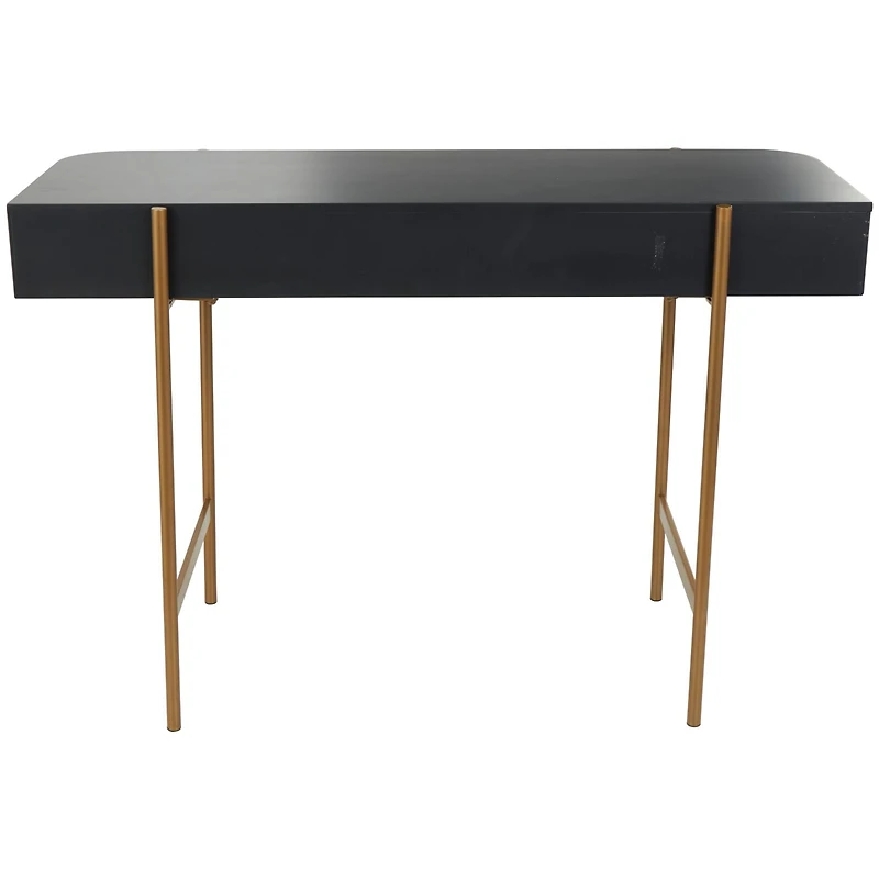 42" Black Console Table with Gold Metal Legs