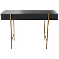 42" Black Console Table with Gold Metal Legs