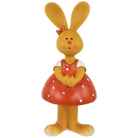 8" Bunny Girl in Polka Dot Dress Easter Outdoor Garden Statue
