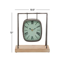 12" Gray Wood Farmhouse Swing Clock