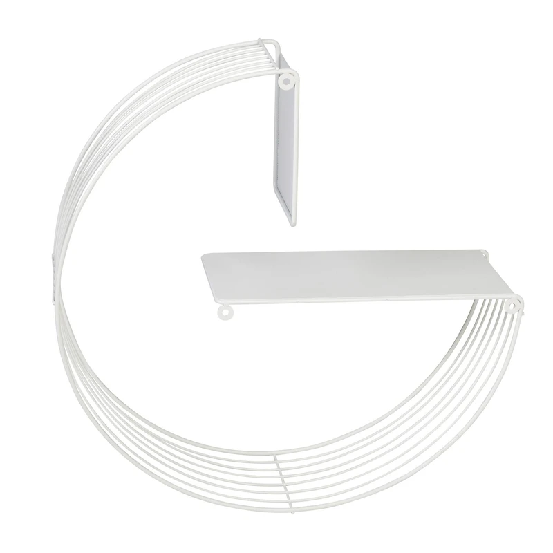 Honey Can Do 18" White Floating Circular Decorative Metal Wall Shelf