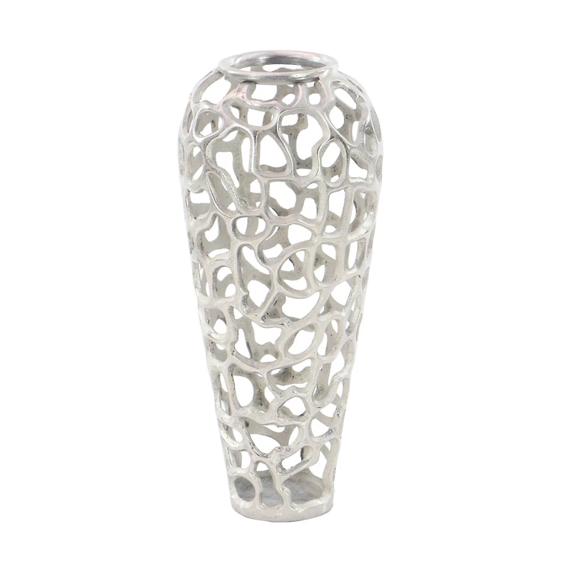 Silver Aluminum Contemporary Vase