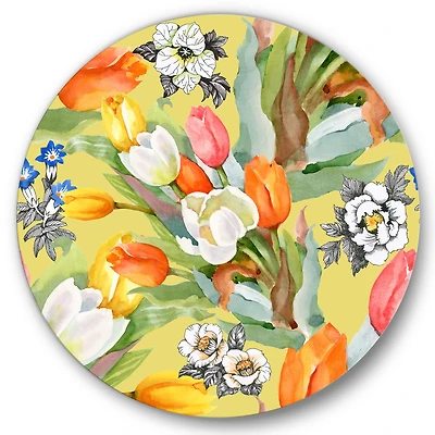 Designart - Blooming White and Orange Tulips I