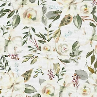 Fabric Editions White Motini Blossoms Cotton Fabric