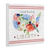 Stupell Industries Sweet Land Of Liberty Floral USA Wall Plaque Art