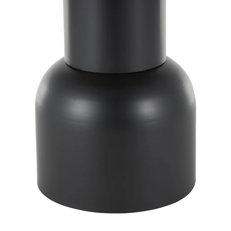 19.5" Black Metal & Rattan Accent Table