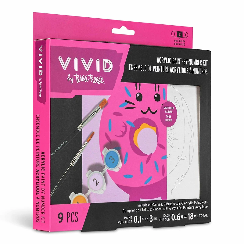 VIVID by Brea Reese® Cat Donut Acrylic Paint-by-Number Kit