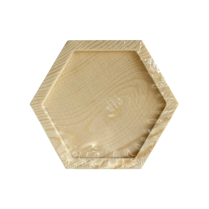 Hexagon Welled Pinewood Coasters, 4ct. by Make Market®