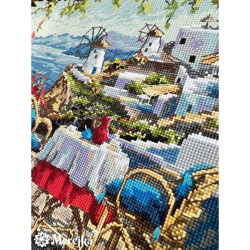 Merejka Santorini View from Terrace Counted Cross Stitch Kit