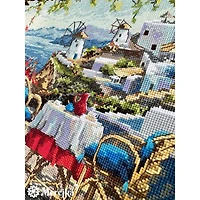 Merejka Santorini View from Terrace Counted Cross Stitch Kit