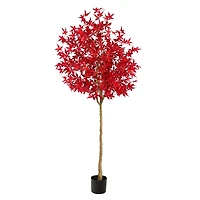 6ft. Red-Orange Autumn Maple Artificial Fall Tree