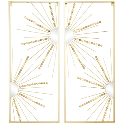 CosmoLiving by Cosmopolitan Gold Metal Half Moon Mirror Geometric Wall Decor with Gold Frame Set of 2 15", 36"